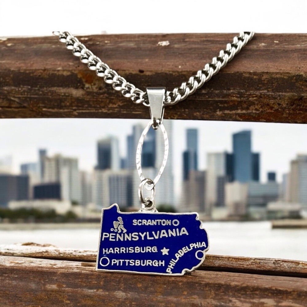 🆕Pennsylvania Pendant Necklace Vintage Enamel/Stainless Steel